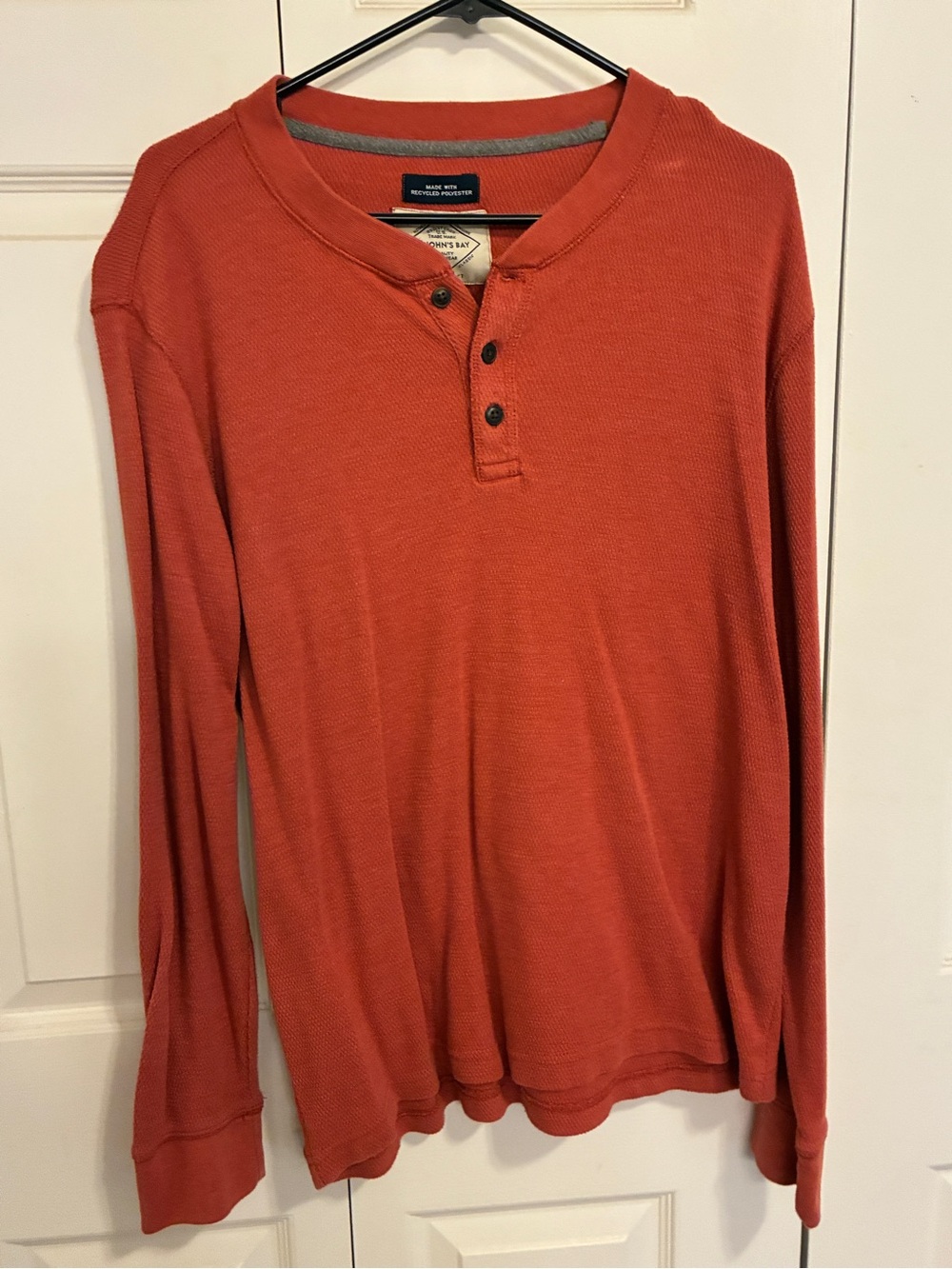 St. John's Bay Long Sleeve Henley in Rust Orange